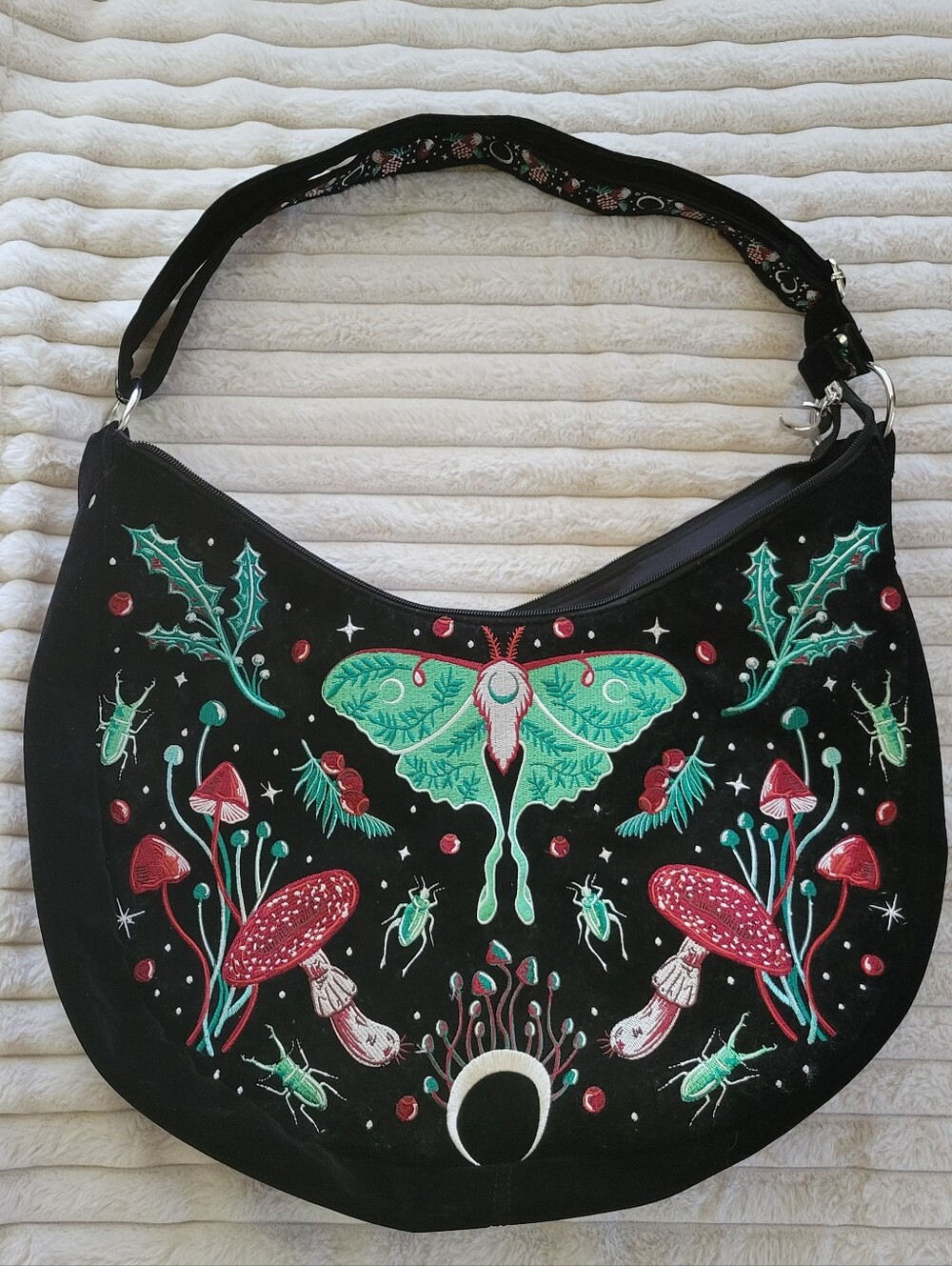 ReStyle Autumnal Equinox Luna Moth Velvet Hobo Bag